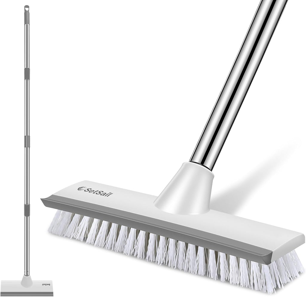 SetSail Floor Scrub Brush with 51-Inch Long Adjustable Handle 2 in 1 Scrape