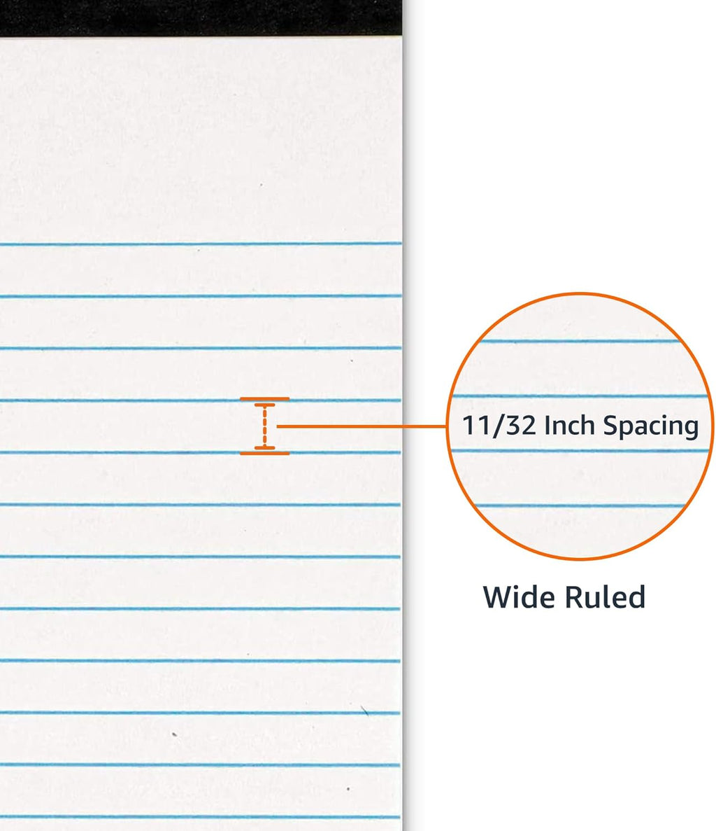 Amazon Basics Wide Ruled Lined Writing Note Pads for Office Supplies, 8.5" x