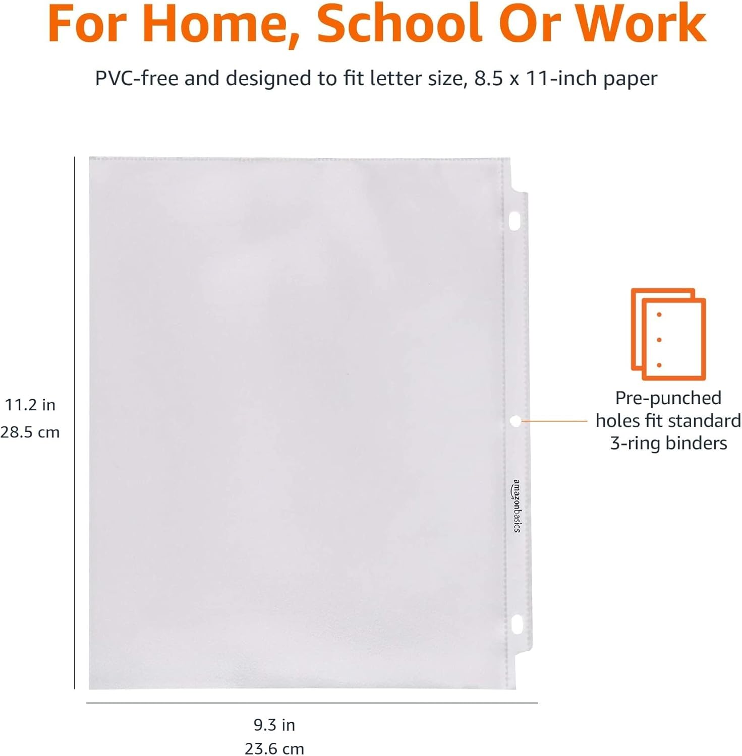 Amazon Basics Sheet Protectors for 3 Ring Binder, Heavyweight, Acid-Free