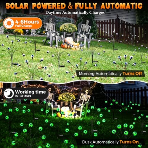 Halloween Decorations Outdoor, 6Pack 48 LEDs Solar Eyeball Lights