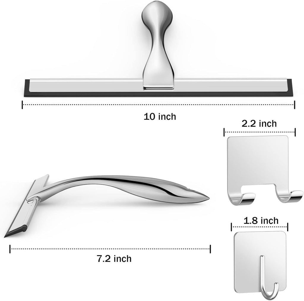 All-Purpose Stainless Steel Shower Squeegee for Shower Glass Door with 2
