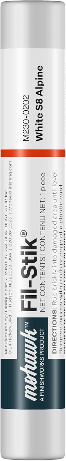 Mohawk Fil-Stik, Wax Putty Stick for Wood Repair, White S8 Alpine, M230-0202