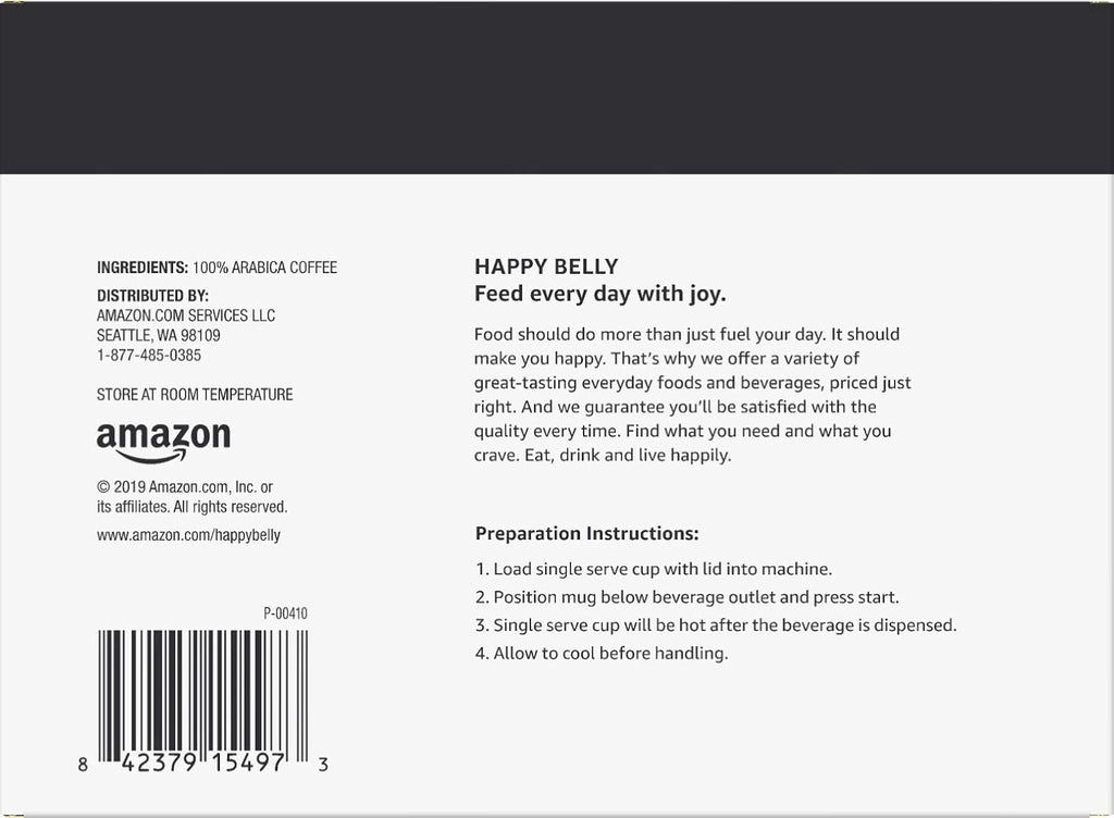Amazon Brand - Happy Belly Dark Roast Coffee Pods, Compatible with Keurig 2.0