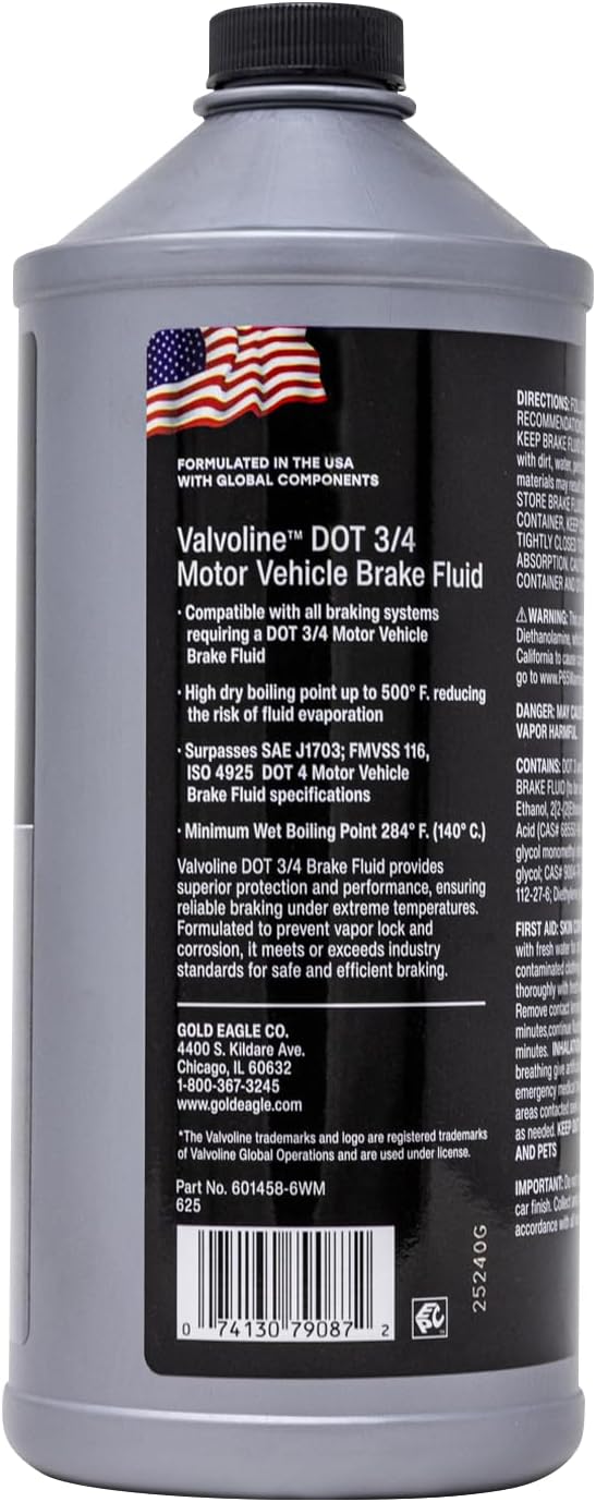 Valvoline DOT 3 & 4 Synthetic Brake Fluid with High Boiling Point, Corrosion