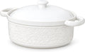 FE Casserole Dish with Lid, 2 Quart Ceramic Baking Dish, Bright White