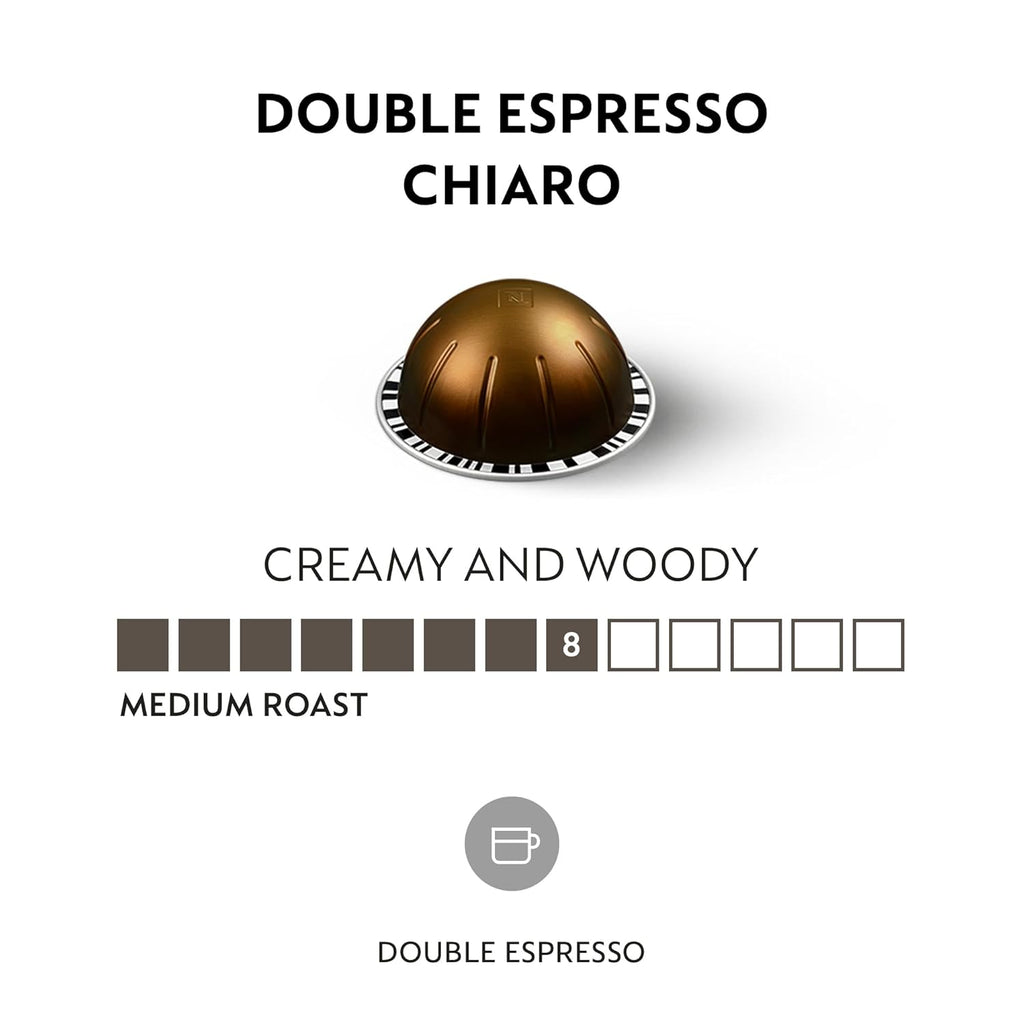 Nespresso Capsules Vertuo, Double Espresso Chiaro, Medium Roast Espresso