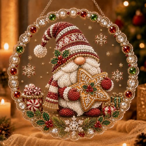 AYTHSRIC Christmas Pearl Diamond Painting Suncatcher Kit, Acrylic DIY Diamond