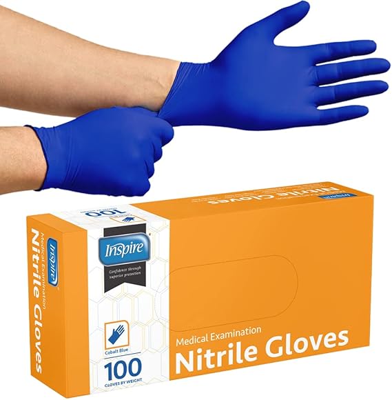 Inspire Cobalt Blue Nitrile Disposable Gloves
