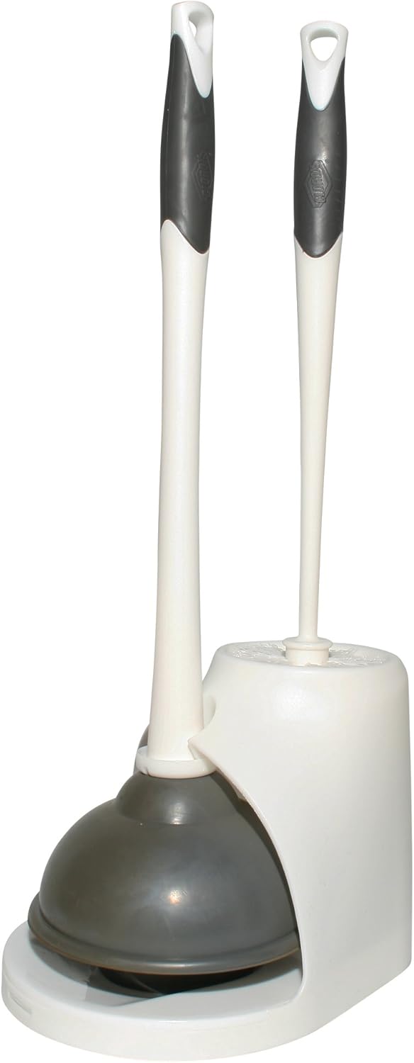 Clorox Toilet Plunger and Bowl Brush Combo with Caddy, 6.75 x 7 x 19.5 in