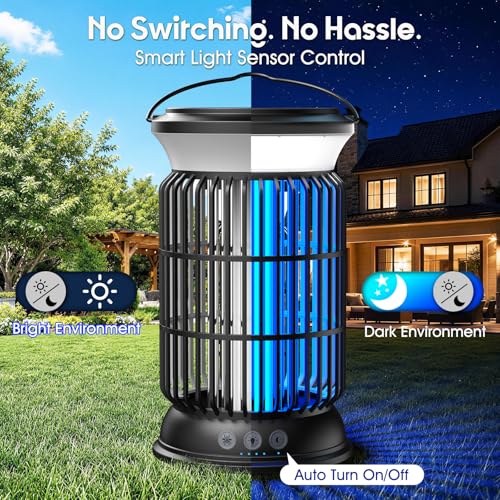 Solar Bug Zapper Outdoor, Mosquito Zapper with Rechargeable Bug Zapper