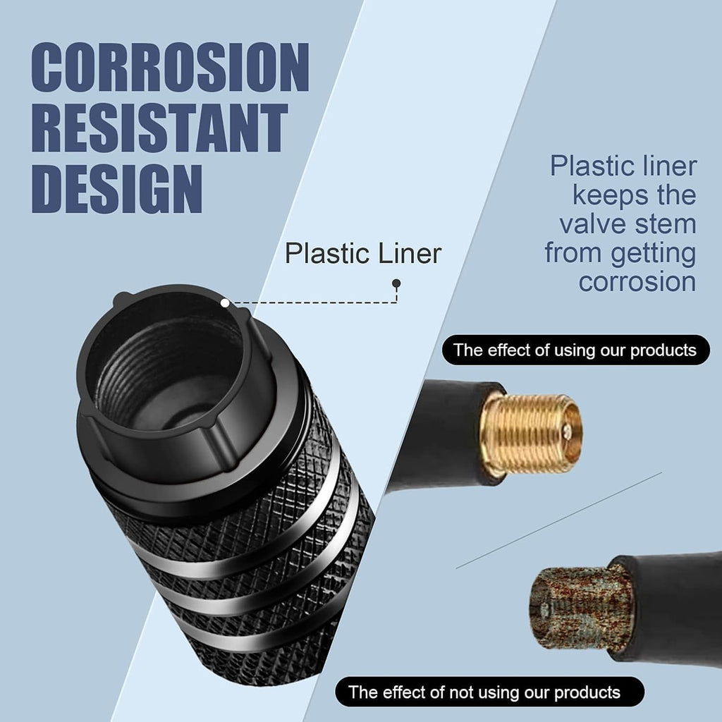 Tire Valve Stem Cap Cover - (5 Pack) Tire Air Cap Metal with Plastic Liner