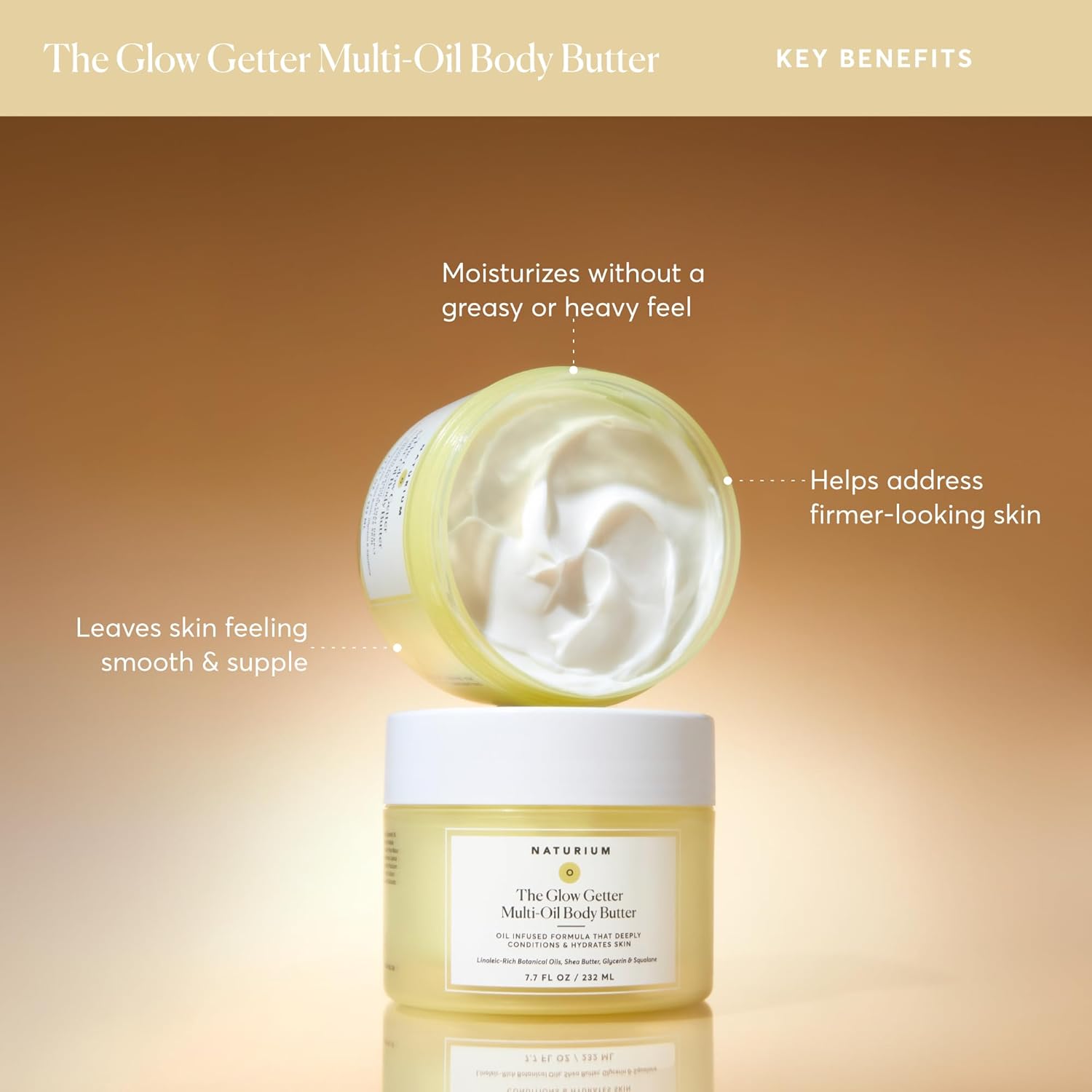 Naturium The Glow Getter Whipped Multi-Oil Body Butter, Firming Cream & Body