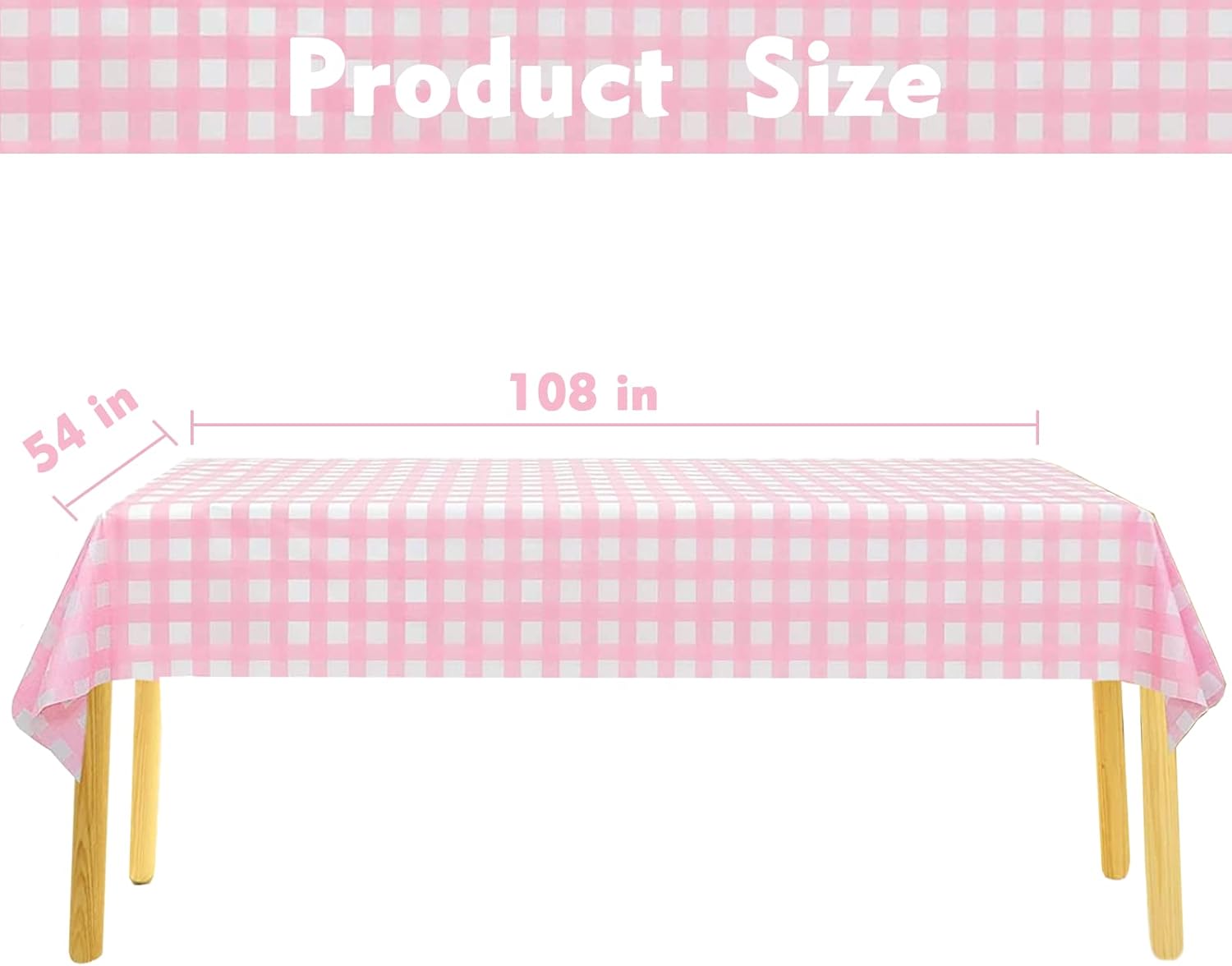 Kesfey 3 Packs Pink Gingham Tablecloth Pink and White Checkered Tablecloths