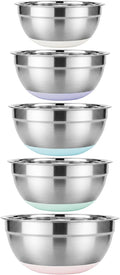 5PCS Stainless Steel Mixing Bowls Set With Non-Slip Silicone Base