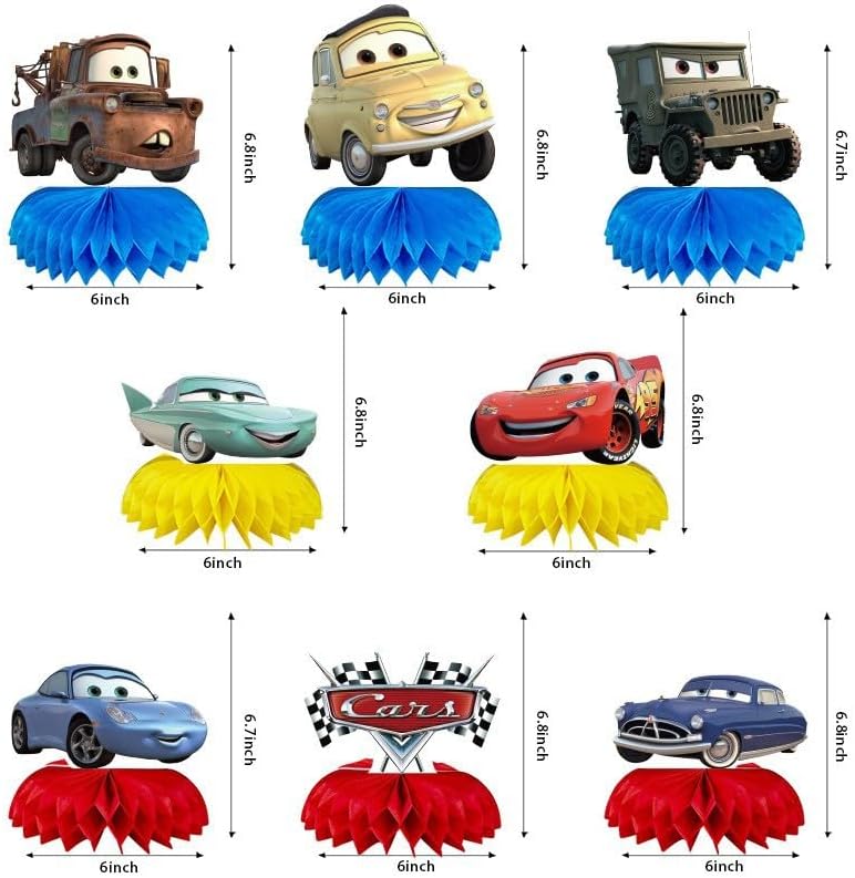 For Cars Birthday Party Supplies , 8Pcs Honeycomb Centerpieces for Cars Party Decorations