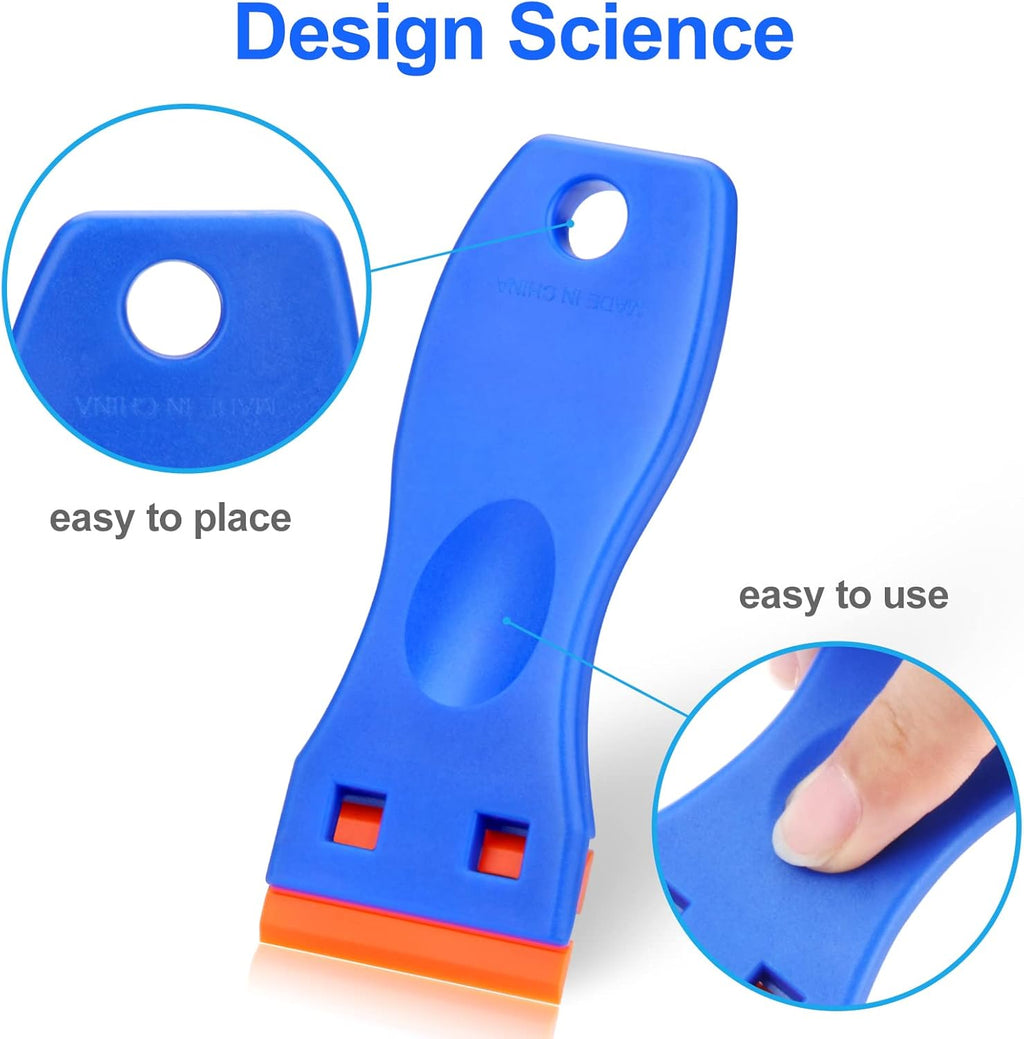 4 Pcs Plastic Razor Blade Scraper and 100 Pcs Blades, Remove Label Decal