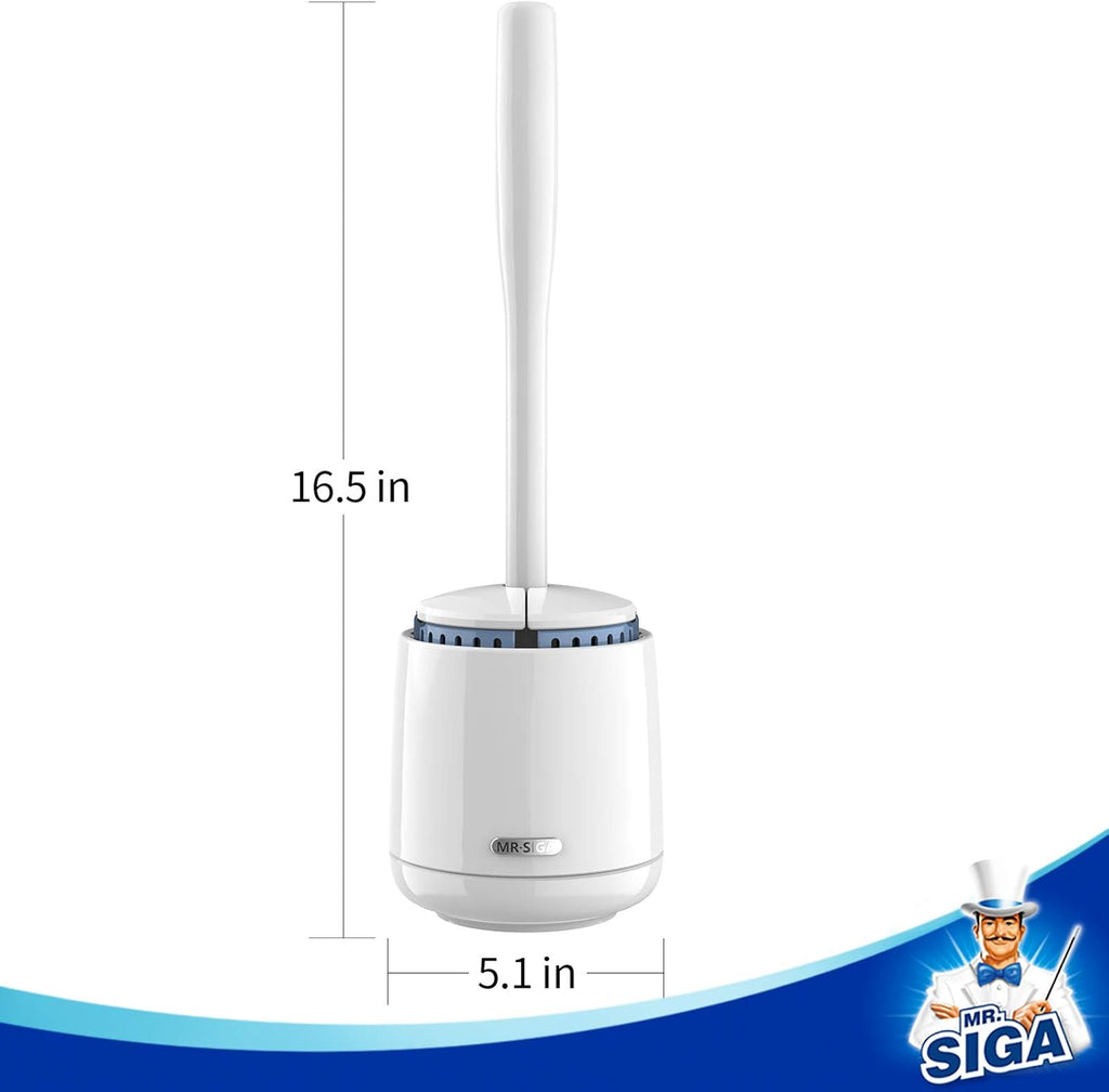 MR.SIGA Toilet Bowl Brush and Holder, Premium Quality, with Solid Handle and