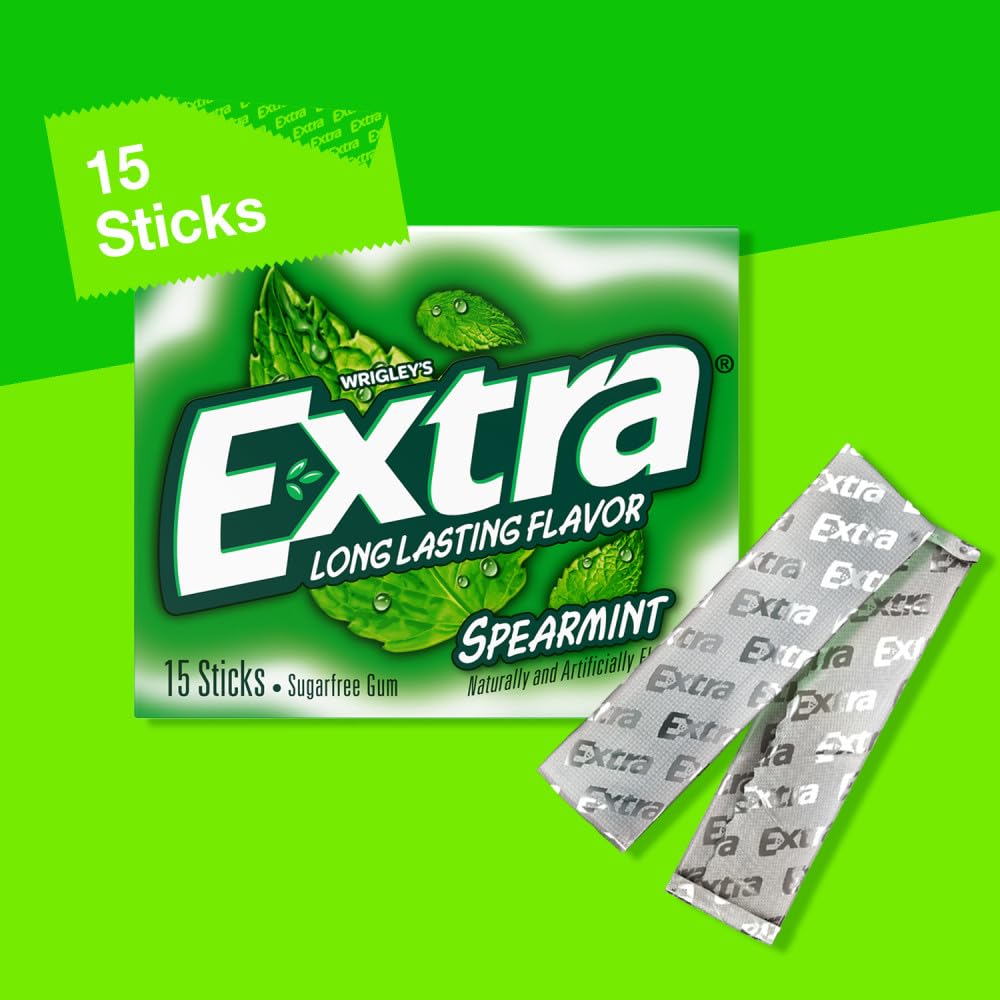 Extra Gum Spearmint Sugarfree Gum Bulk, Individually Wrapped, Perfect for