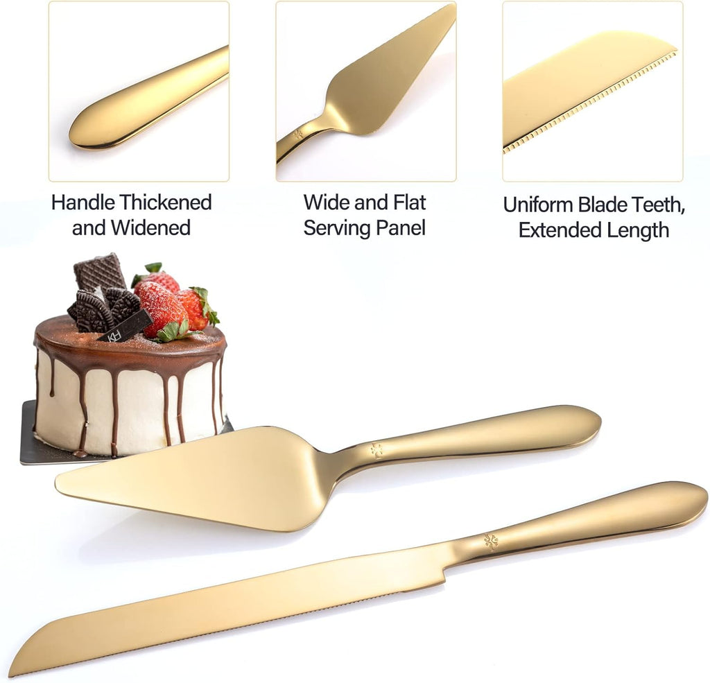 Eisinly Cake Cutting Set for Wedding, Elegant Cake Knife and Server Set with