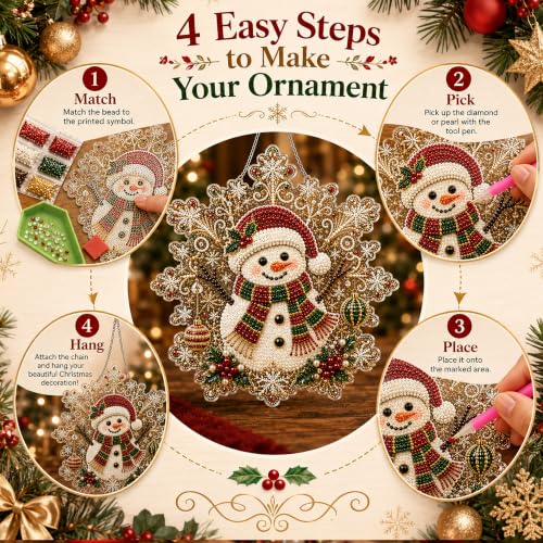 LJSCQF Christmas Pearl Diamond Painting Suncatcher Kit, DIY Craft