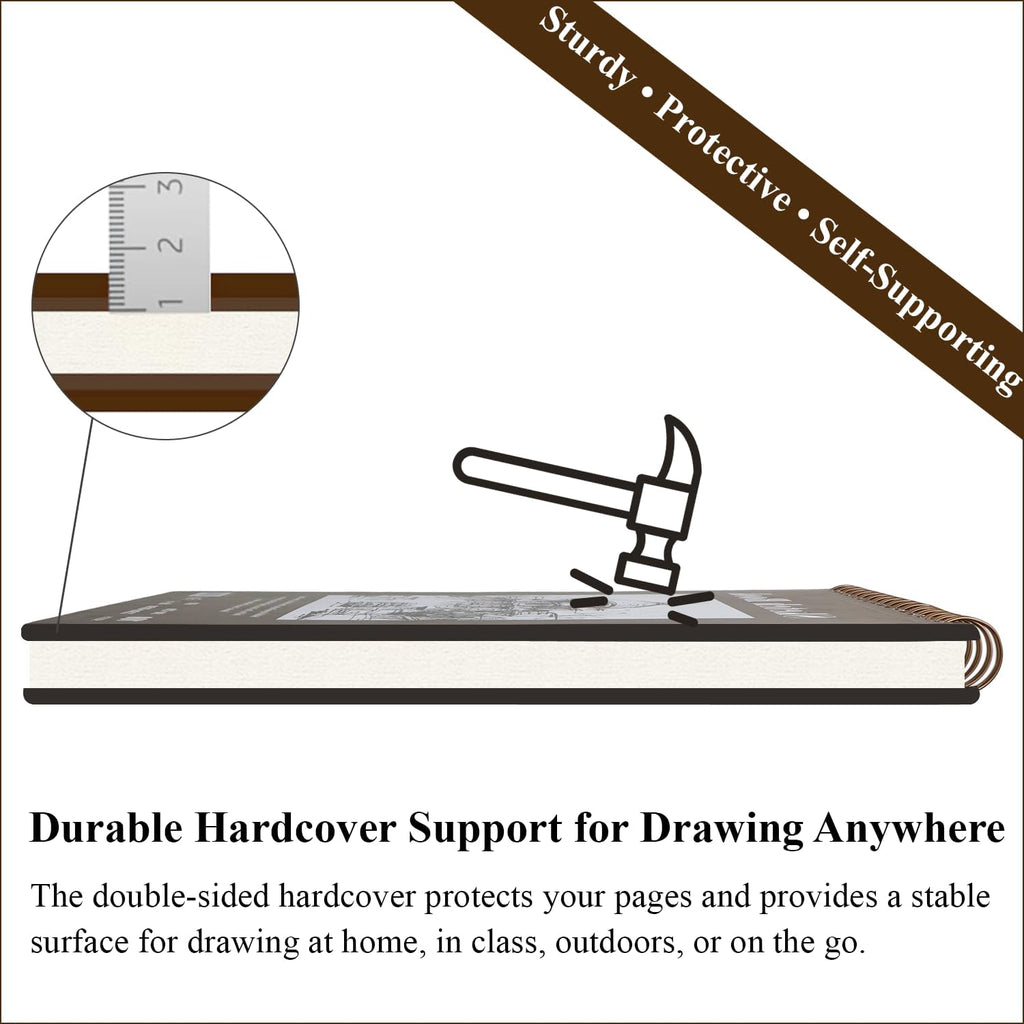 Fuxi 9" x 12" Sketch Book, Top Spiral Bound Sketch Pad, 100 Sheets