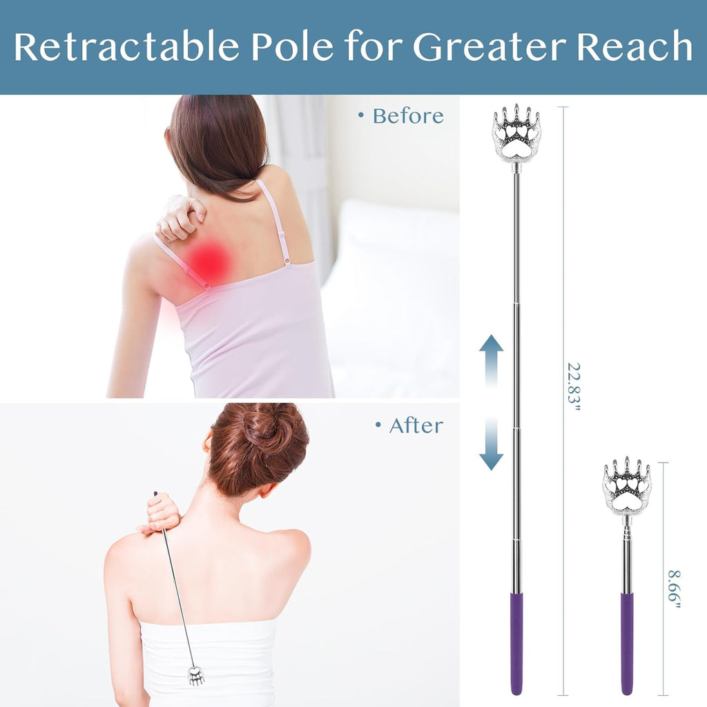 Plazuria (4-Pack) Extendable Back Scratchers - Metal Claws with Telescopic