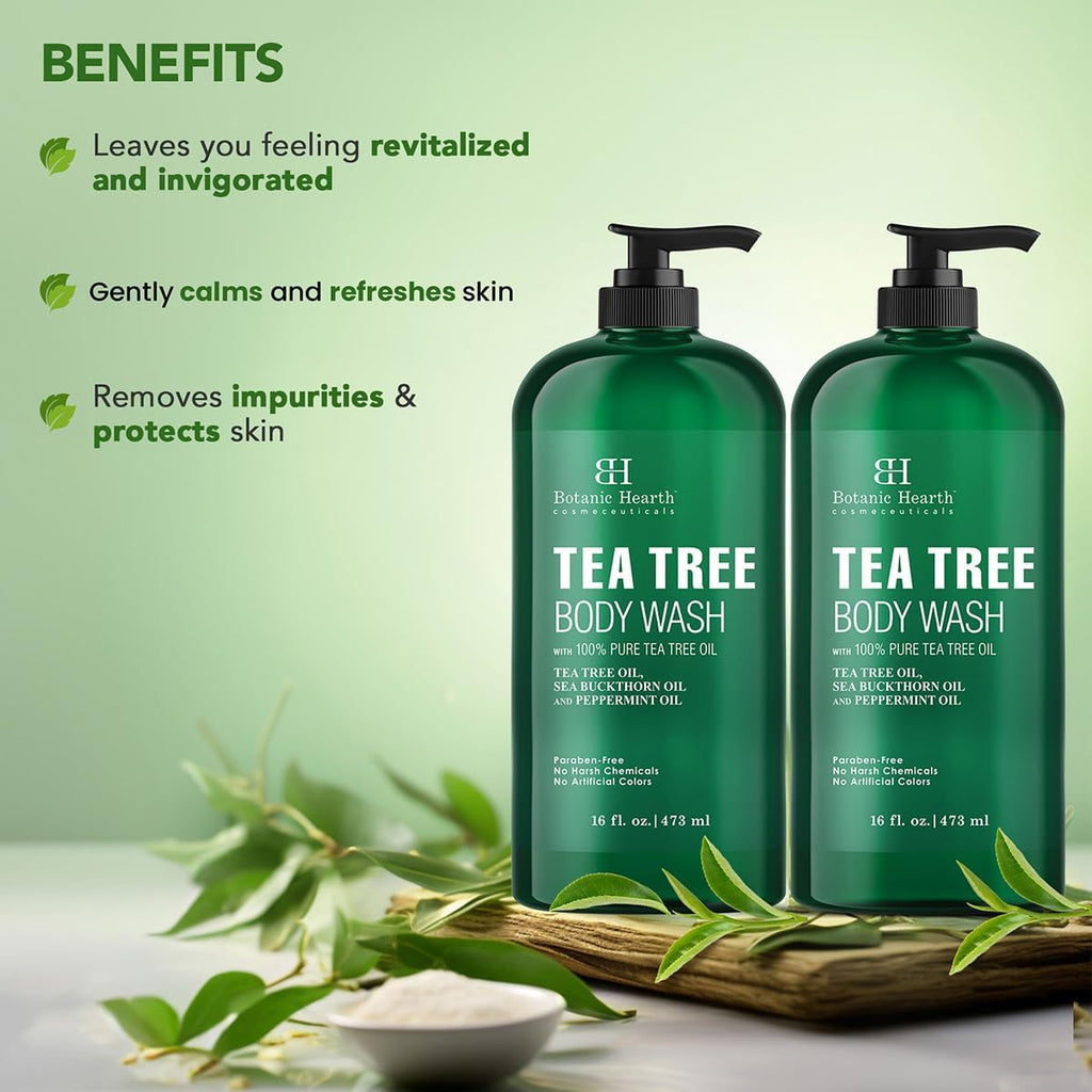 Botanic Hearth Tea Tree Body Wash 16 fl oz (2 Pack) Natural Antifungal & Odor