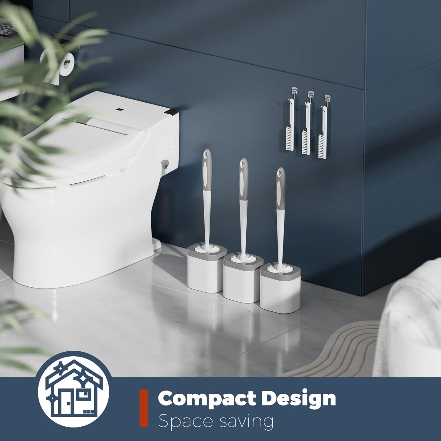Holaloha Toilet Brush, 3 Pack Toilet Brush and Holder Set Bathroom