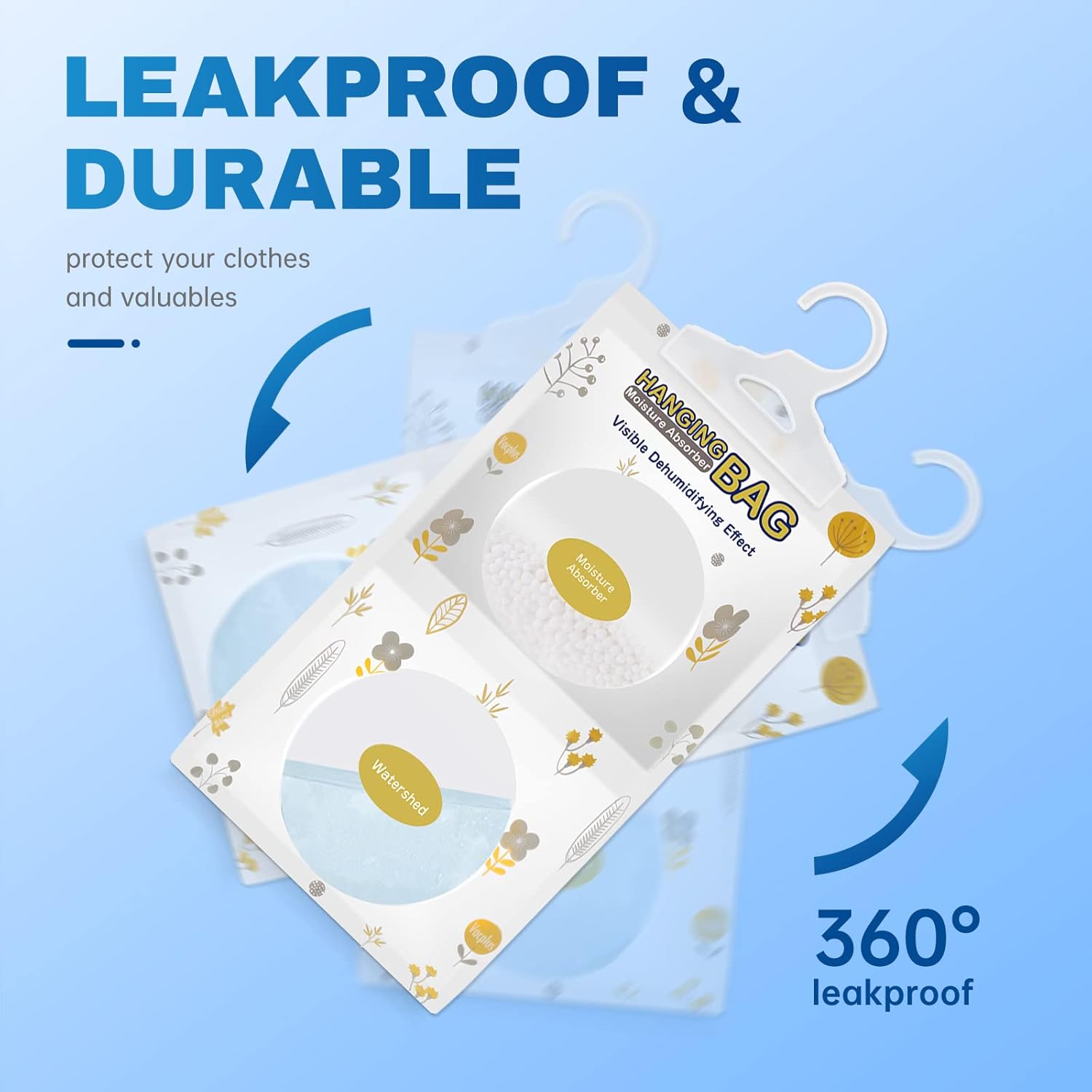 Vacplus Moisture Absorbers, Hanging Closet Dehumidifier Bags, Humidity Packs