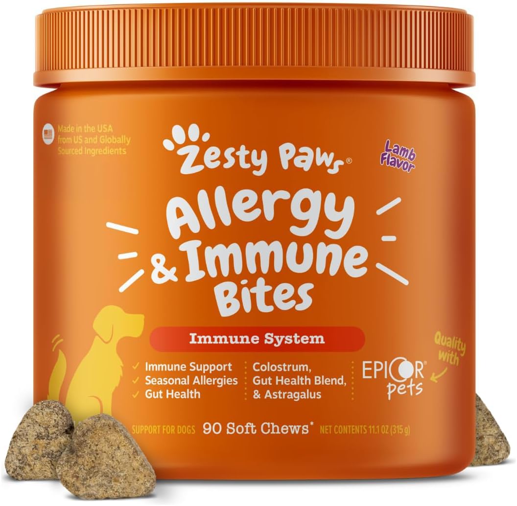Zesty Paws Allergy Immune Bites - Dog Allergy Chews, Dog Probiotics for Itchy