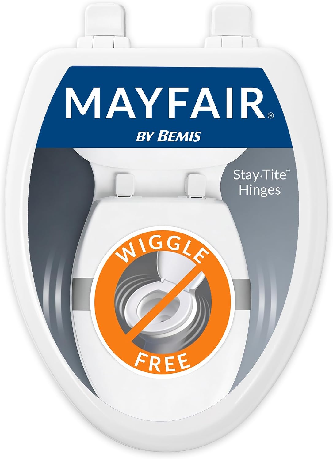 Mayfair Linden Slow Close Toilet Seat, Non Slip Heavy Duty Wood, Easy Install, Elongated