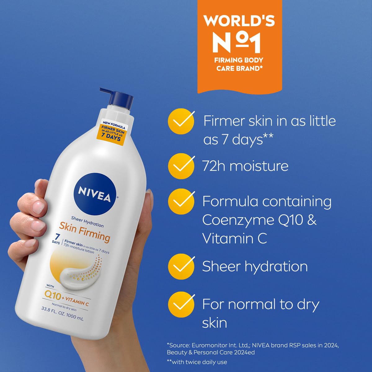 NIVEA Sheer Hydration Skin Firming Body Lotion with Q10 and Vitamin C