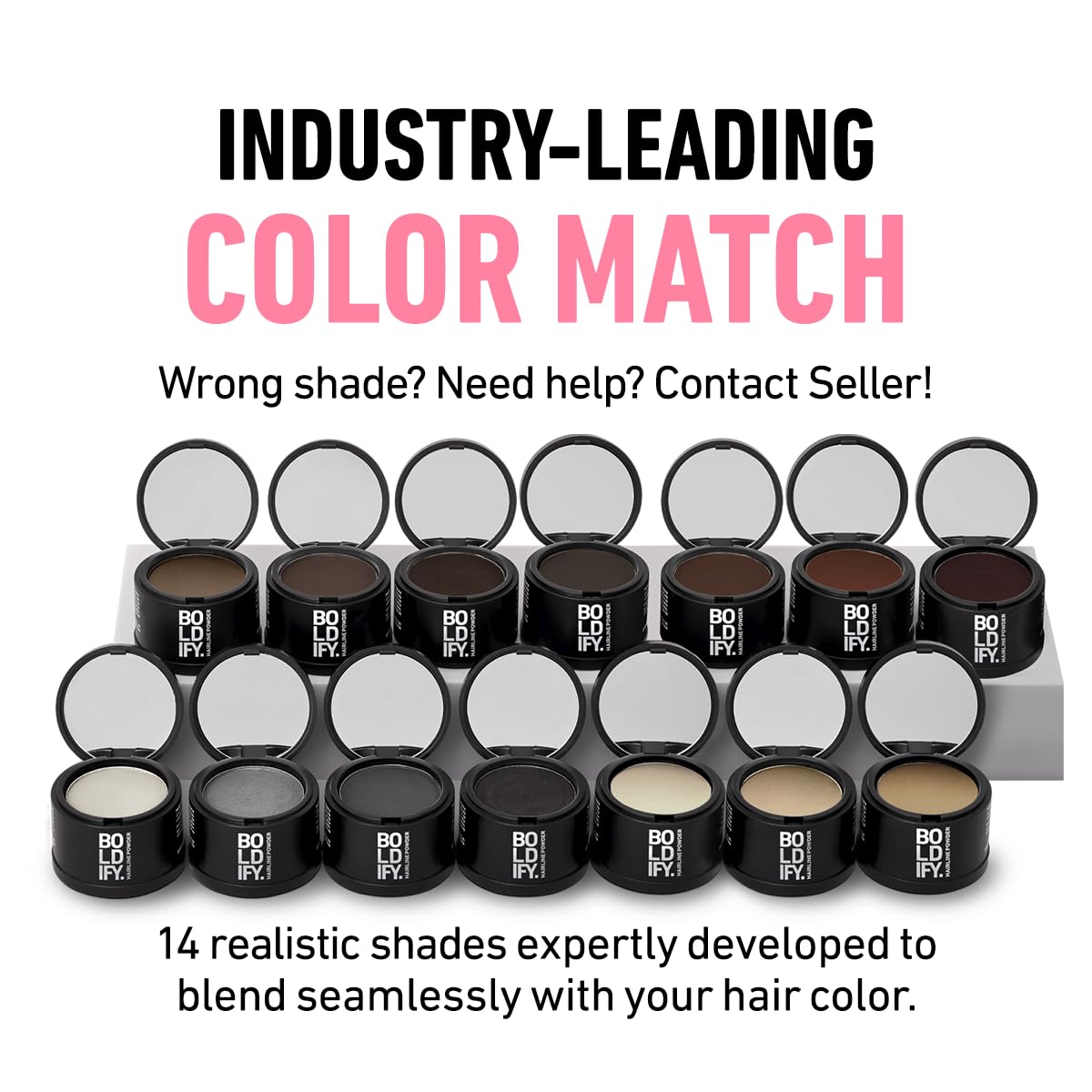 BOLDIFY Hairline Powder - Water-Resistant Root Touch Up Hair Color for Gray