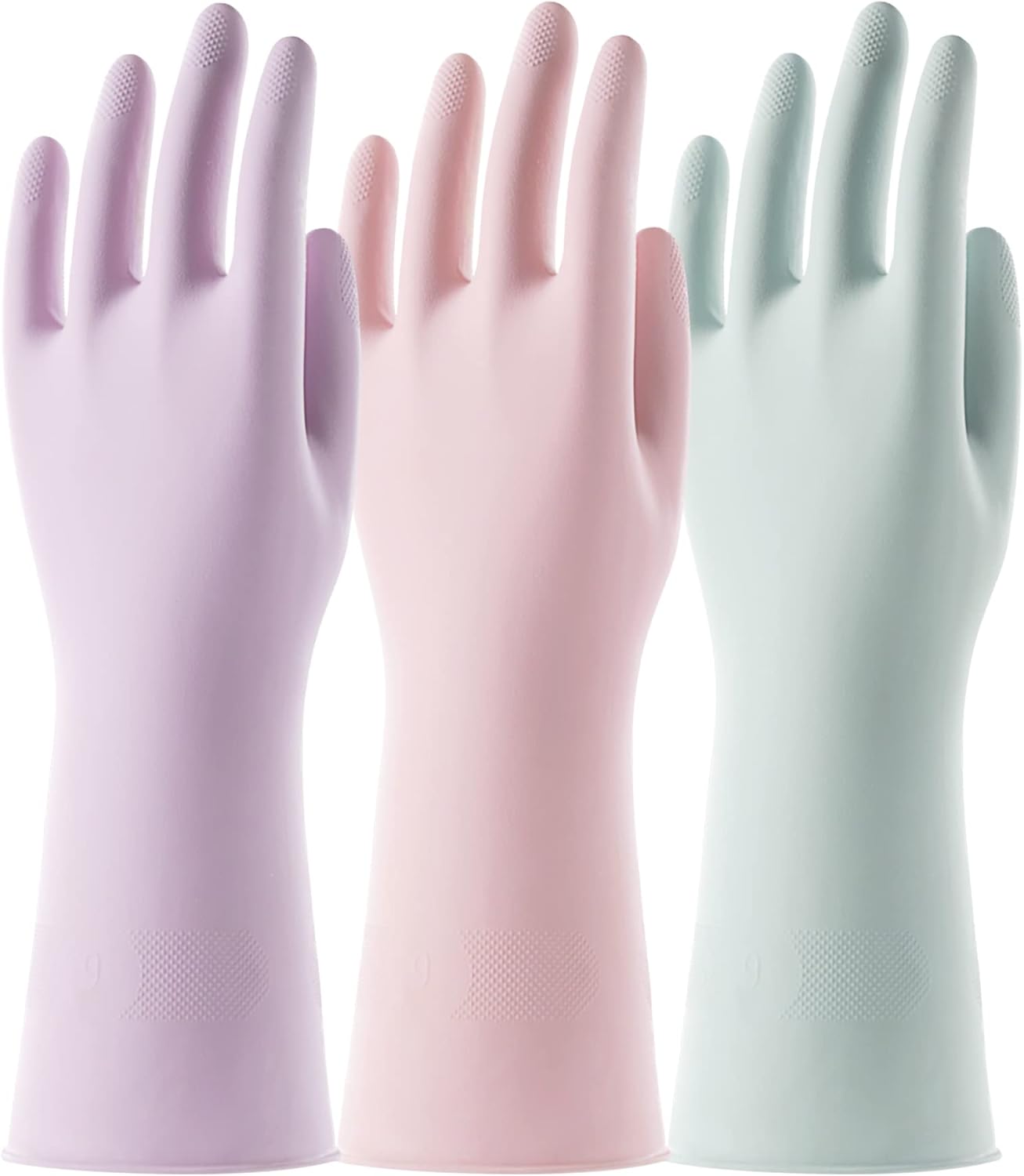 COOLJOB 3 Pairs Colorful Household Gloves with Cotton Liner & Non-slip Grip