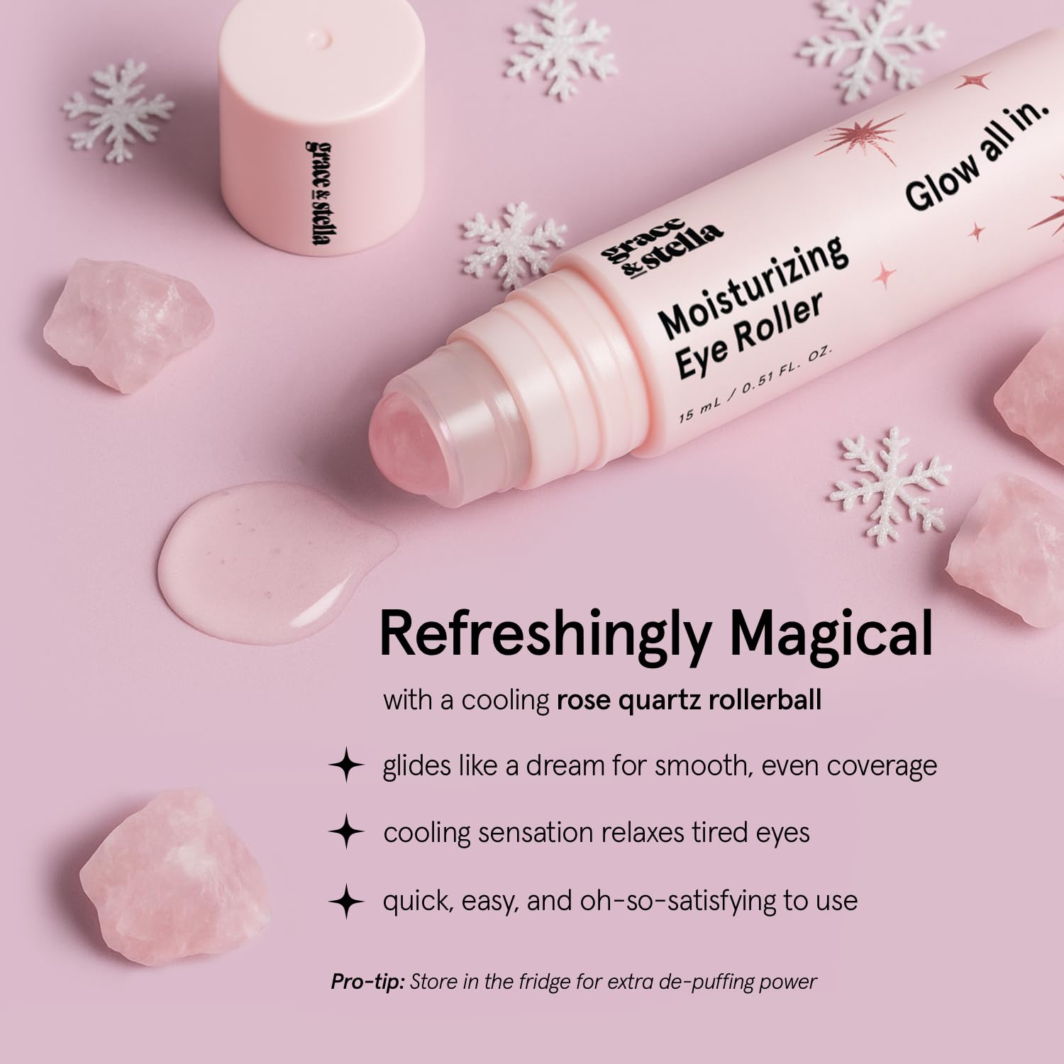grace & stella Under Eye Brightener with Rose Quartz Rollerball - Centella