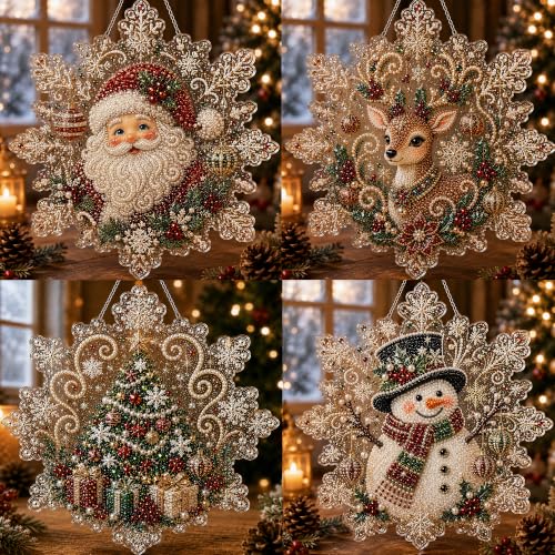 LJSCQF Christmas Pearl Diamond Painting Suncatcher Kit, DIY Craft