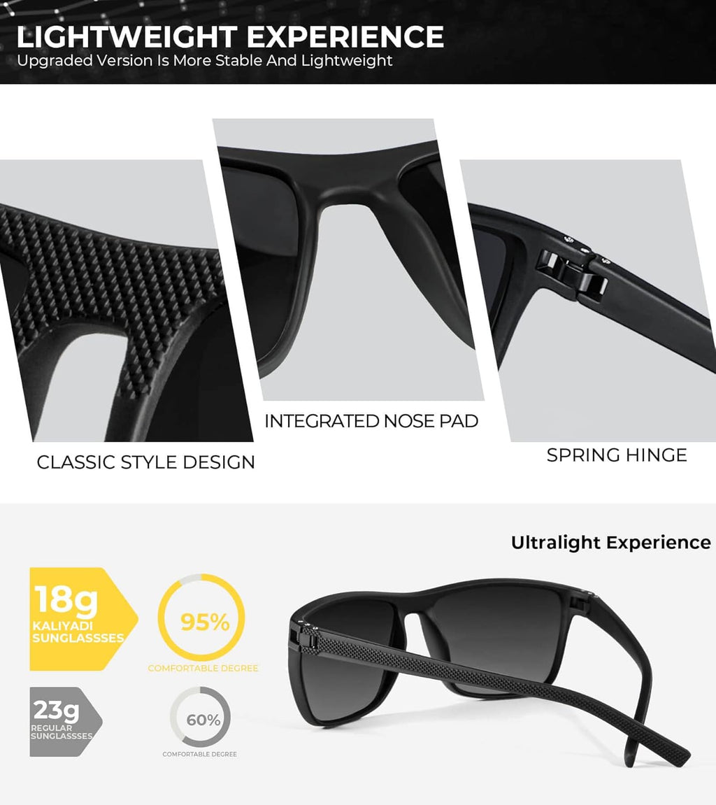 KALIYADI Polarized Sunglasses for Men, Lightweight Sun Glasses with UV