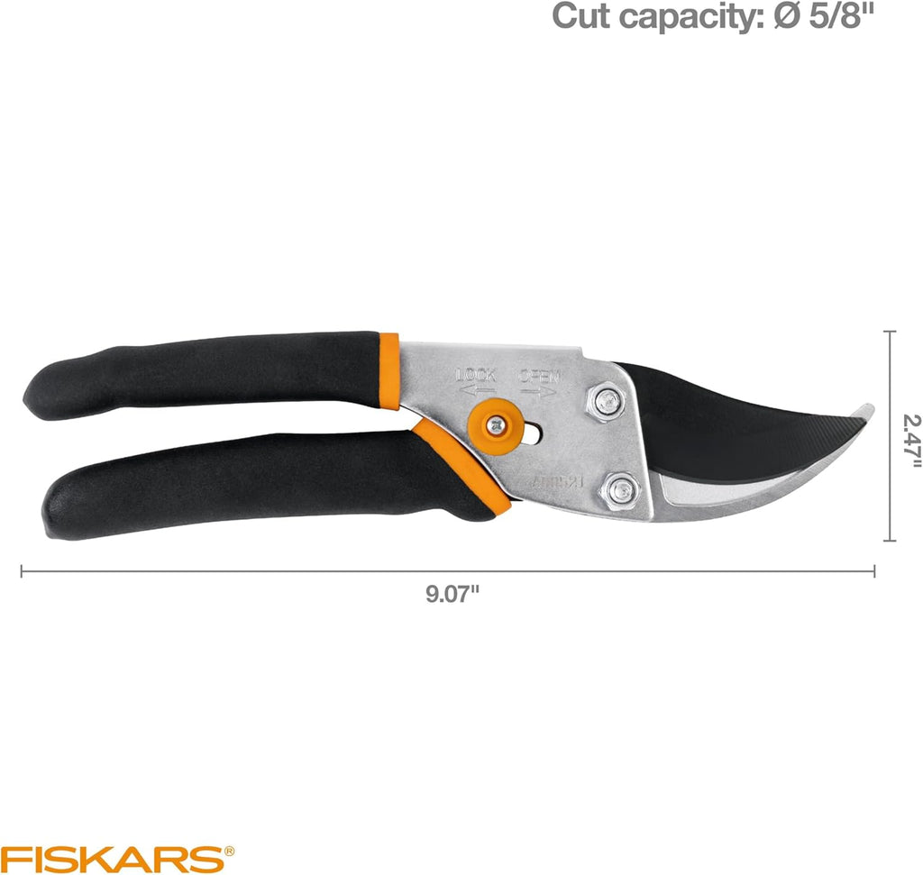 Fiskars Bypass Pruning Shears, 5/8-Inch Cut Capacity Garden Clippers