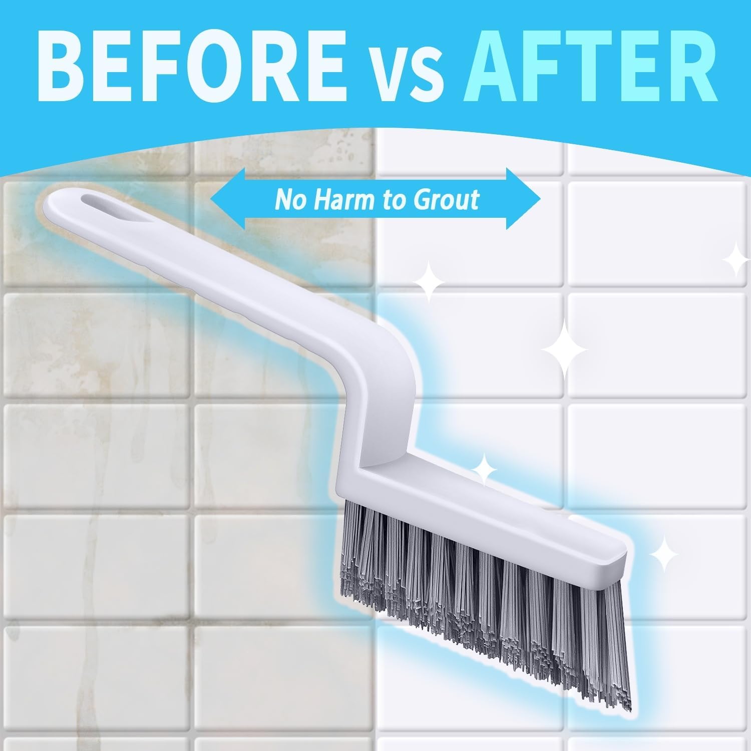 Lumkew Grout Cleaner Brush V Shape, Stiff Grout Cleaning Brushes for Tile