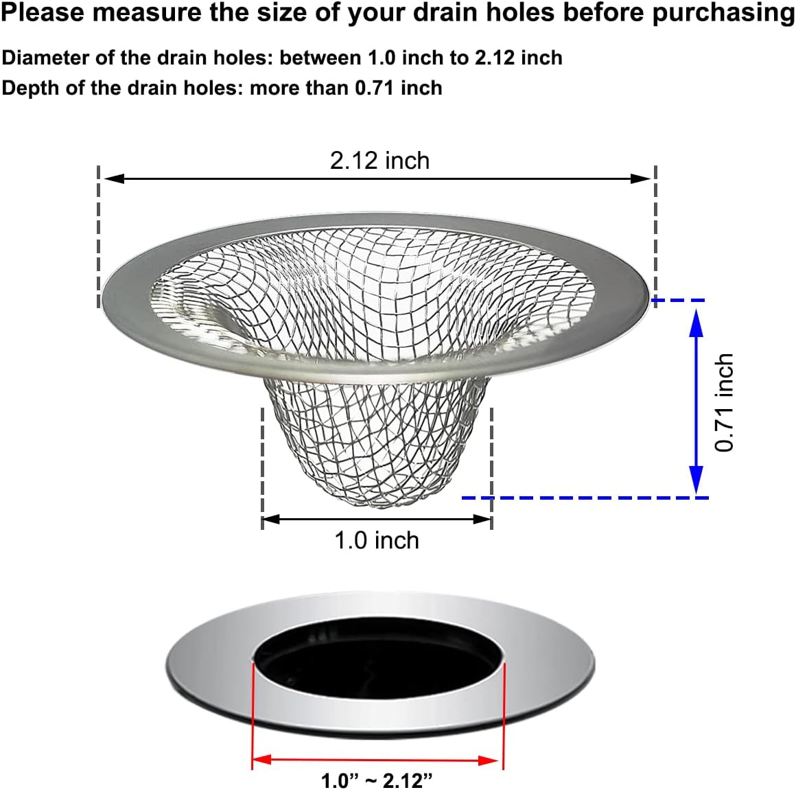 1.0" Small Drain Strainer, Sink Drain Hair Catcher, Bathroom Sink Drain
