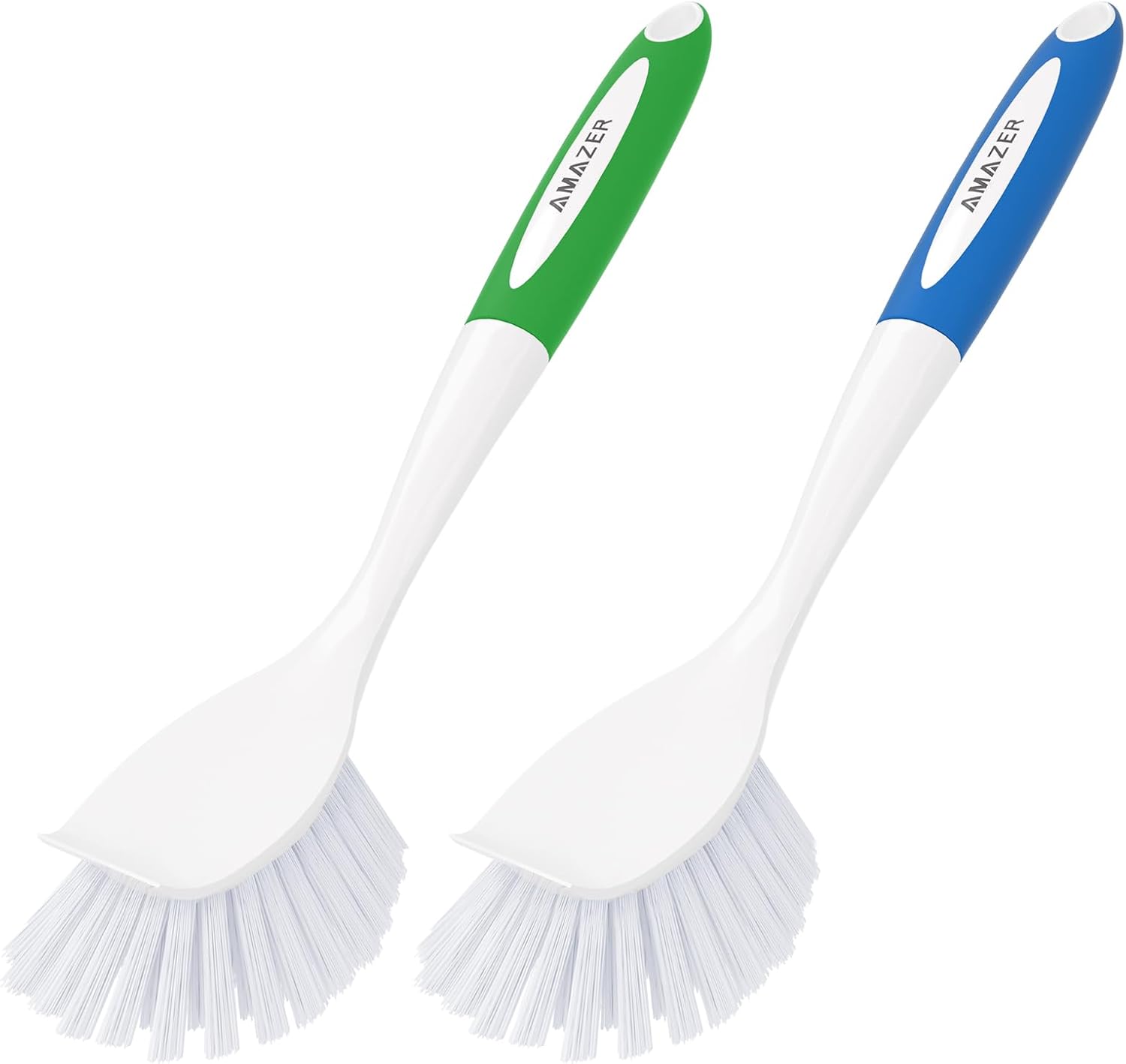 Amazer Dish Brush with Handle, 2 Pack Kitchen Scrub Brushes for Cleaning