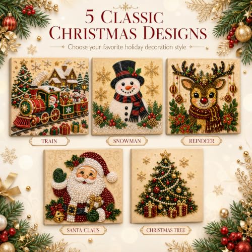 LJSCQF DIY Christmas Pearl Diamond Painting Art Kit with Frame, Home Wall