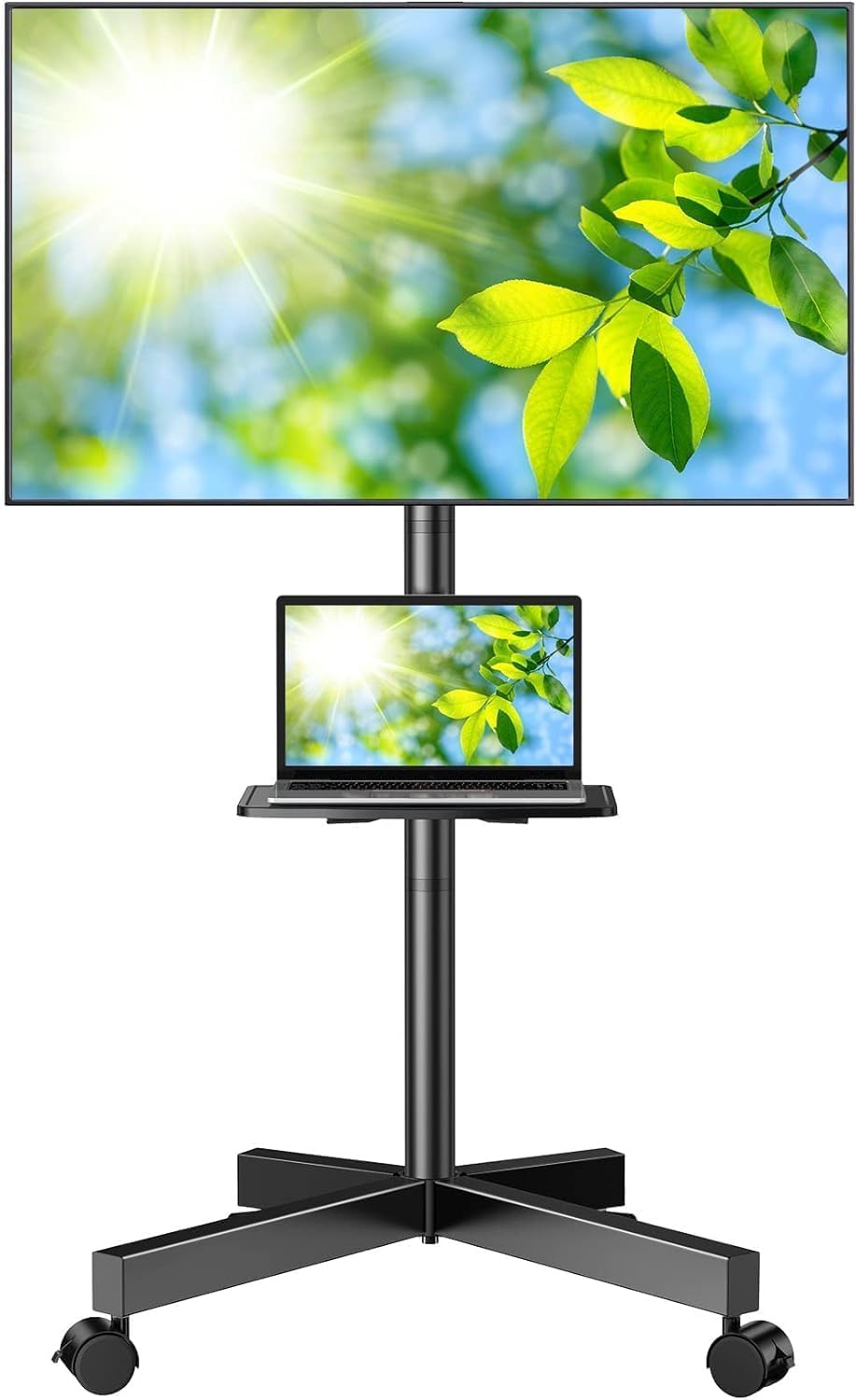 PERLESMITH Rolling TV Stand, Mobile TV Stand for 23-60 Inch LCD LED TVs, Tilt