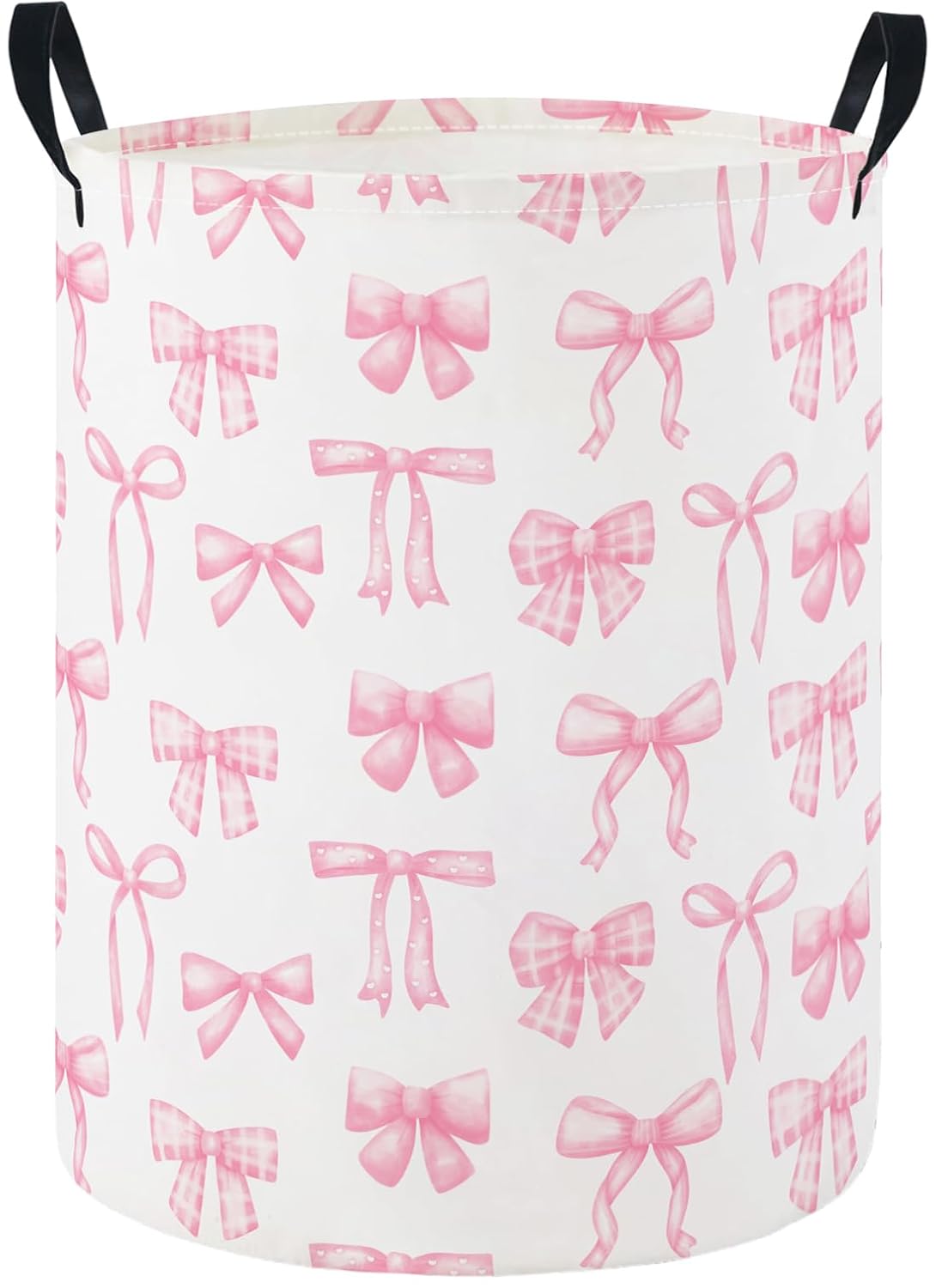 Girls Laundry Hamper Basket, Pink Bowknots