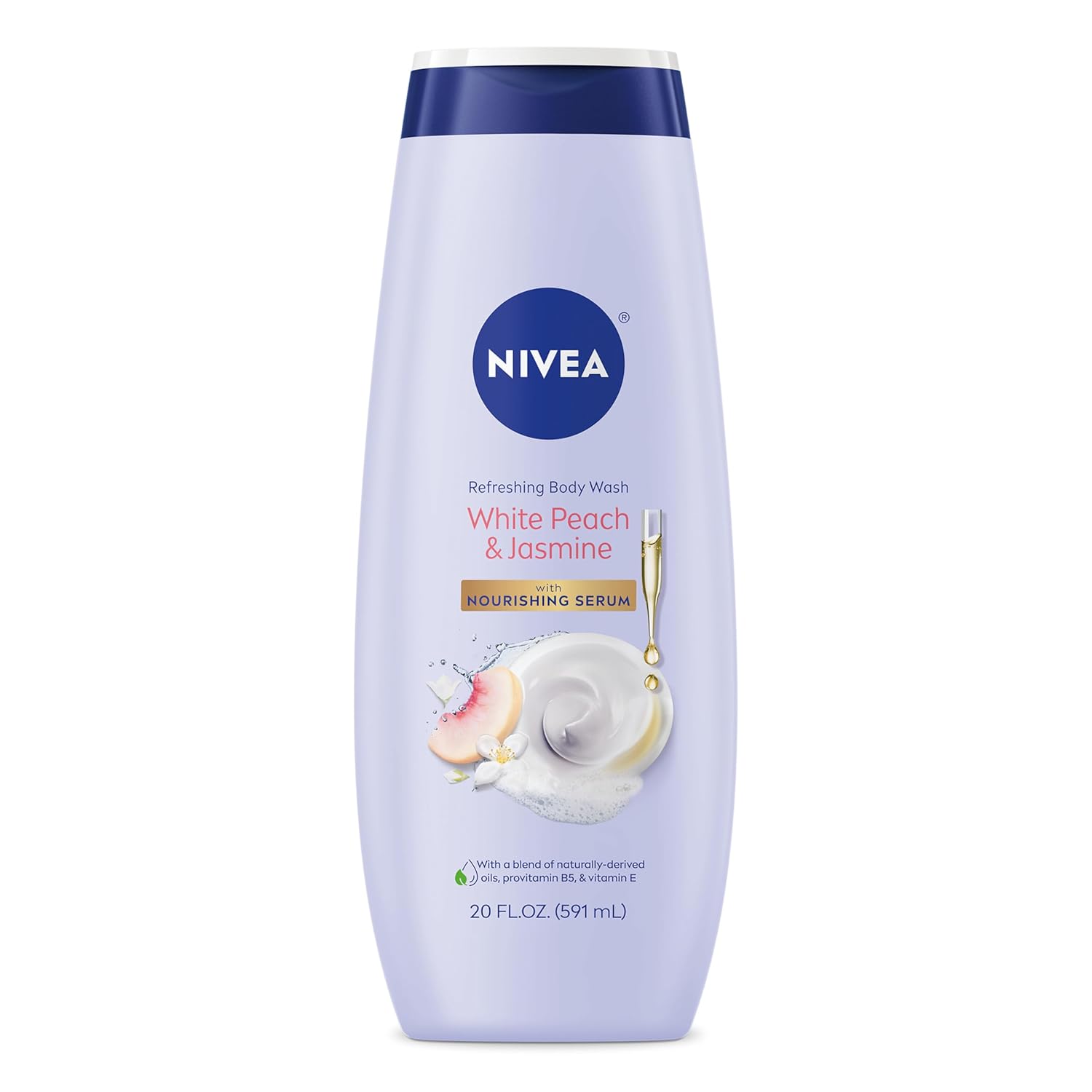 NIVEA Refreshing White Peach and Jasmine Body Wash with Nourishing Serum