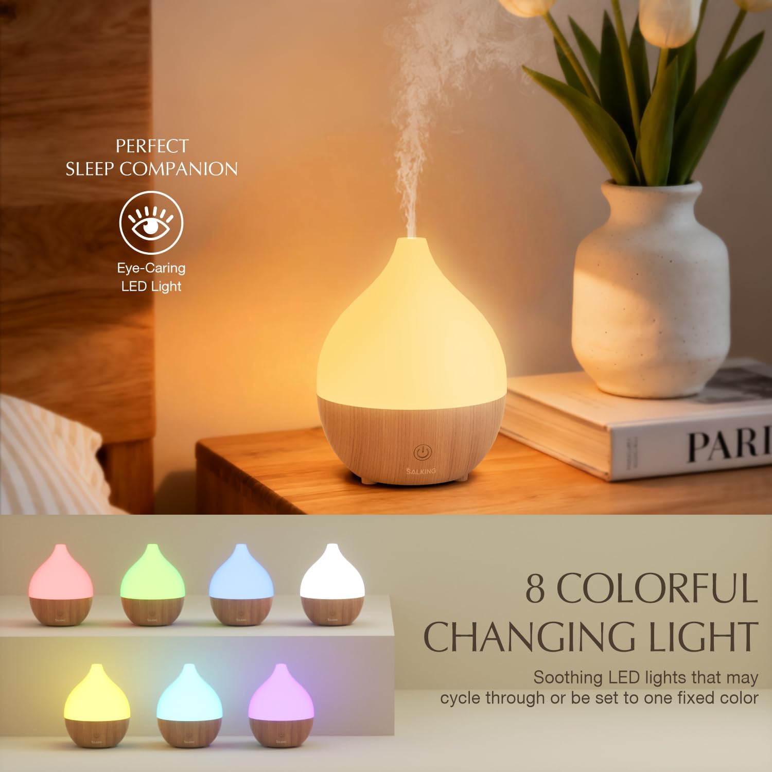 SALKING Essential Oil Diffuser, 100ml Small Aromatherapy Diffuser with Auto