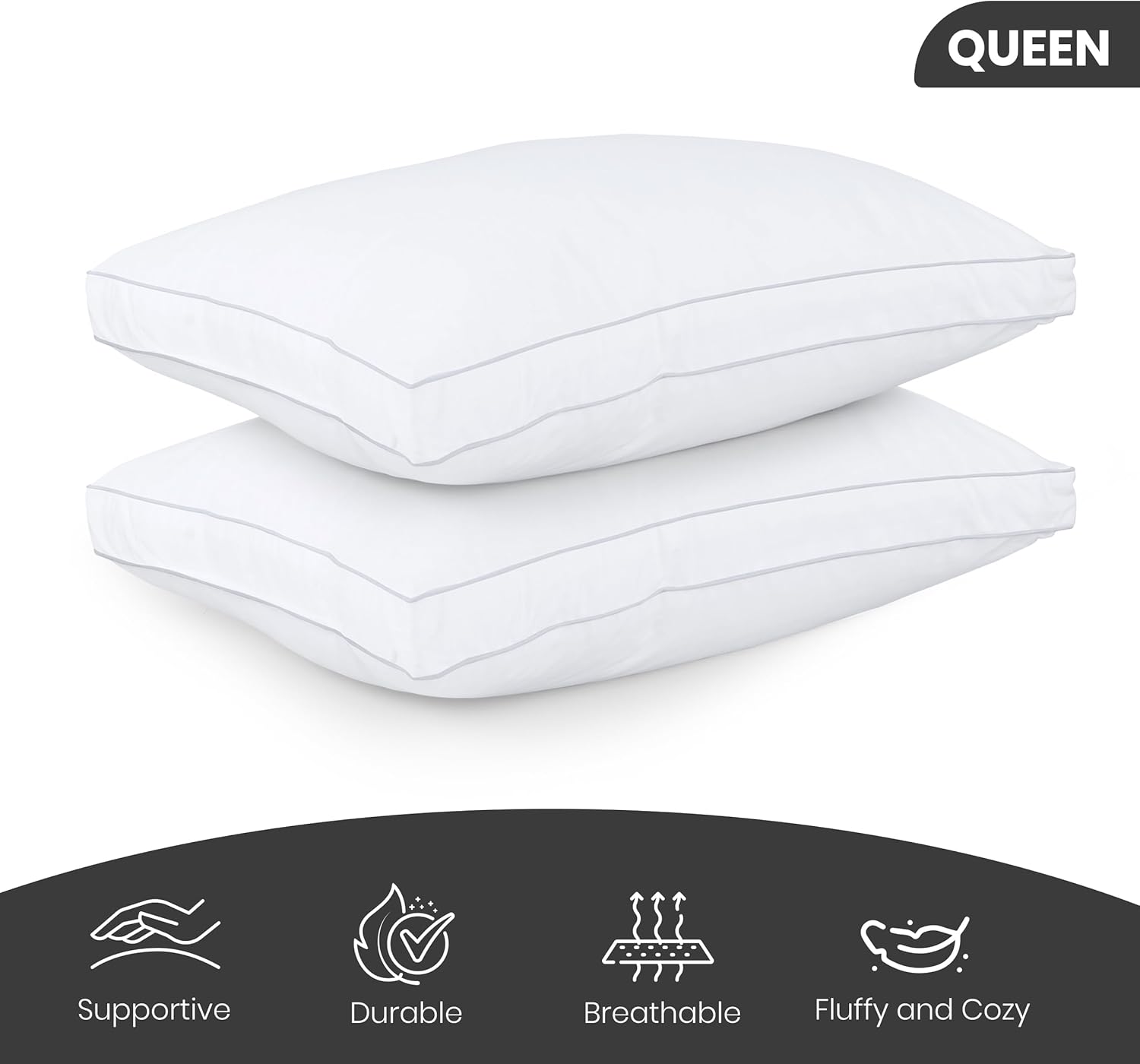 Utopia Bedding Bed Pillows for Sleeping Queen Size (White), Set of 2, Soft &