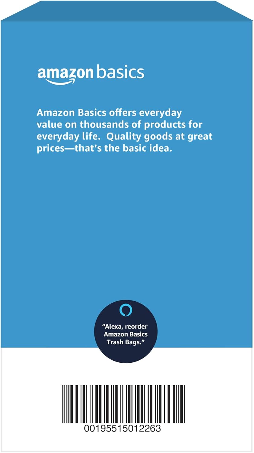 Amazon Basics Multipurpose Drawstring Trash Bags, 30 Gallon Capacity, Tear