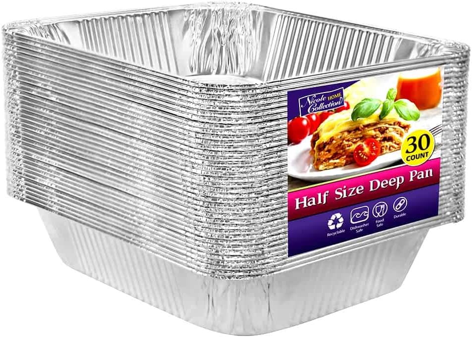 Aluminum Pans Half Size, 9X13, Extra Heavy Duty Disposable Foil Pans For Baking