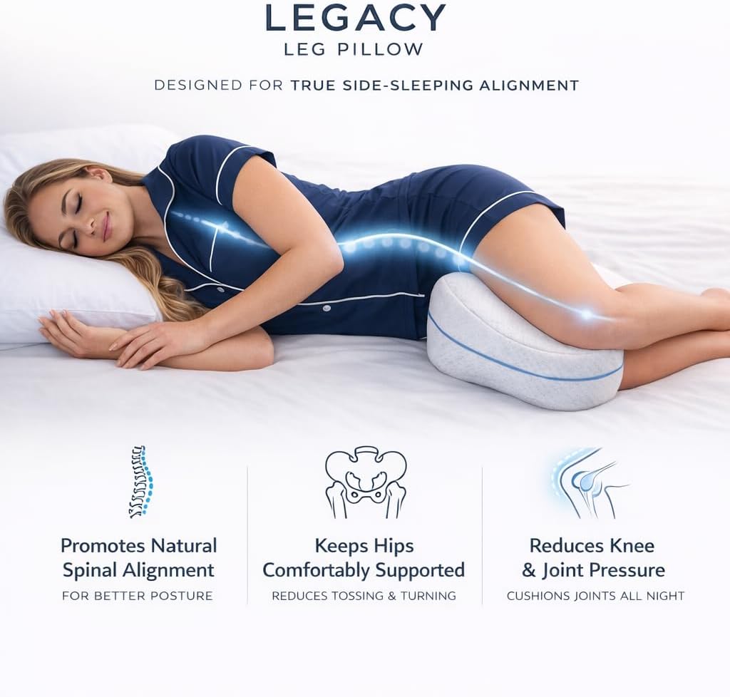 Contour Legacy Leg & Knee Foam Support Pillow for Side Sleepers Soothing
